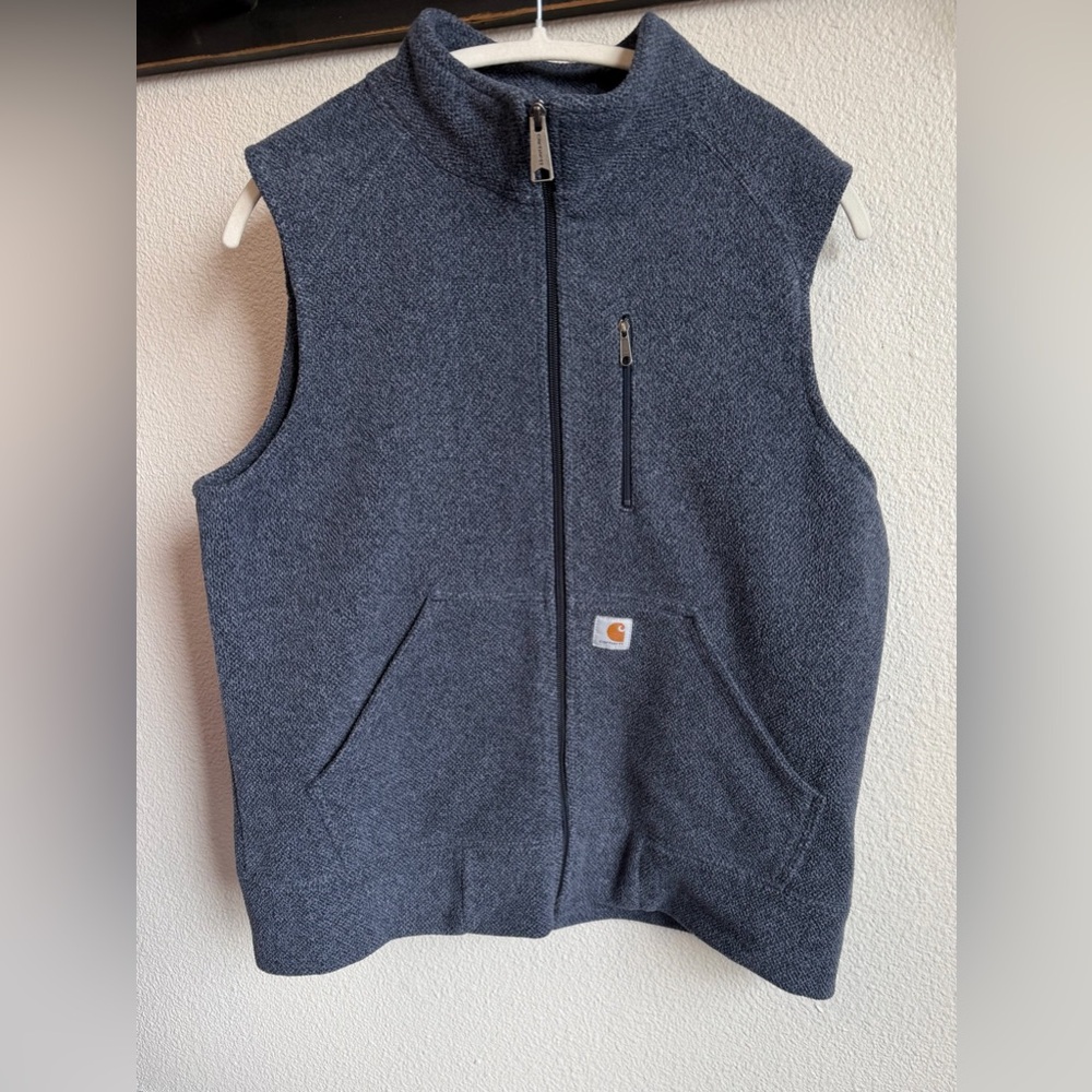 Carhartt Kentwood Fleece Vest Blue Heather Knit Fleece Full Zip Womens L Utility